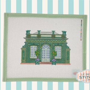 Le Pavillon Frais Needlepoint Canvas, Versailles, 18 mesh hand-painted, 6.5 by 4.5 inches