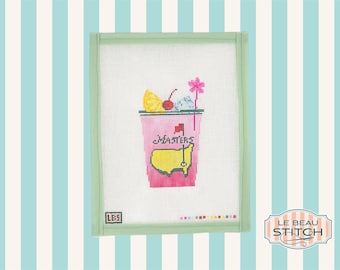 The Azalea Golf Cocktail Needlepoint Canvas, 18-mesh hand-painted, 3 inches by 5 inches