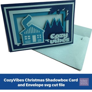 Christmas Card SVG cozy Vibe, shadowbox Christmas 3D Card Template, Layered Papercraft SVG for Cricut & Silhouette, Holiday Papercraft