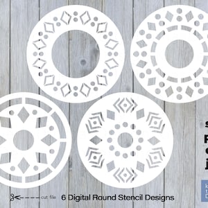 Stencil svg, Diamond round pattern, Wall, Floor, Cookie Stencil Digital Templates, Culinary Silhouette file Cricut design, Laser cut file