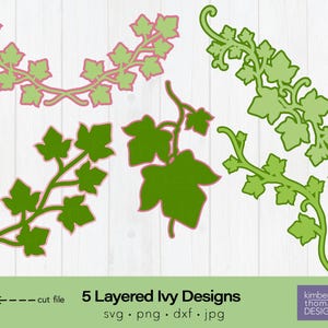 Puede incluir: Cinco diseños de hiedra en capas en verde y rosa. Los diseños están superpuestos para crear un efecto 3D. Los diseños son perfectos para manualidades, scrapbooking y otros proyectos de bricolaje.
