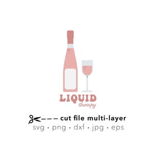 Rose&#39; Wine bottle svg, Pink Rose&#39; glass SVG, layered digital cut file for Silhouette or Cricut, laser cut dxf, sublimation png, wine clipart