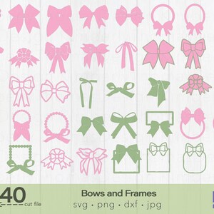 Bow SVG, Bow Bundle svg, cheer bow svg, hair bow svg, Pink and green bow png, svg for Silhouette, Cricut design, Laser cut file