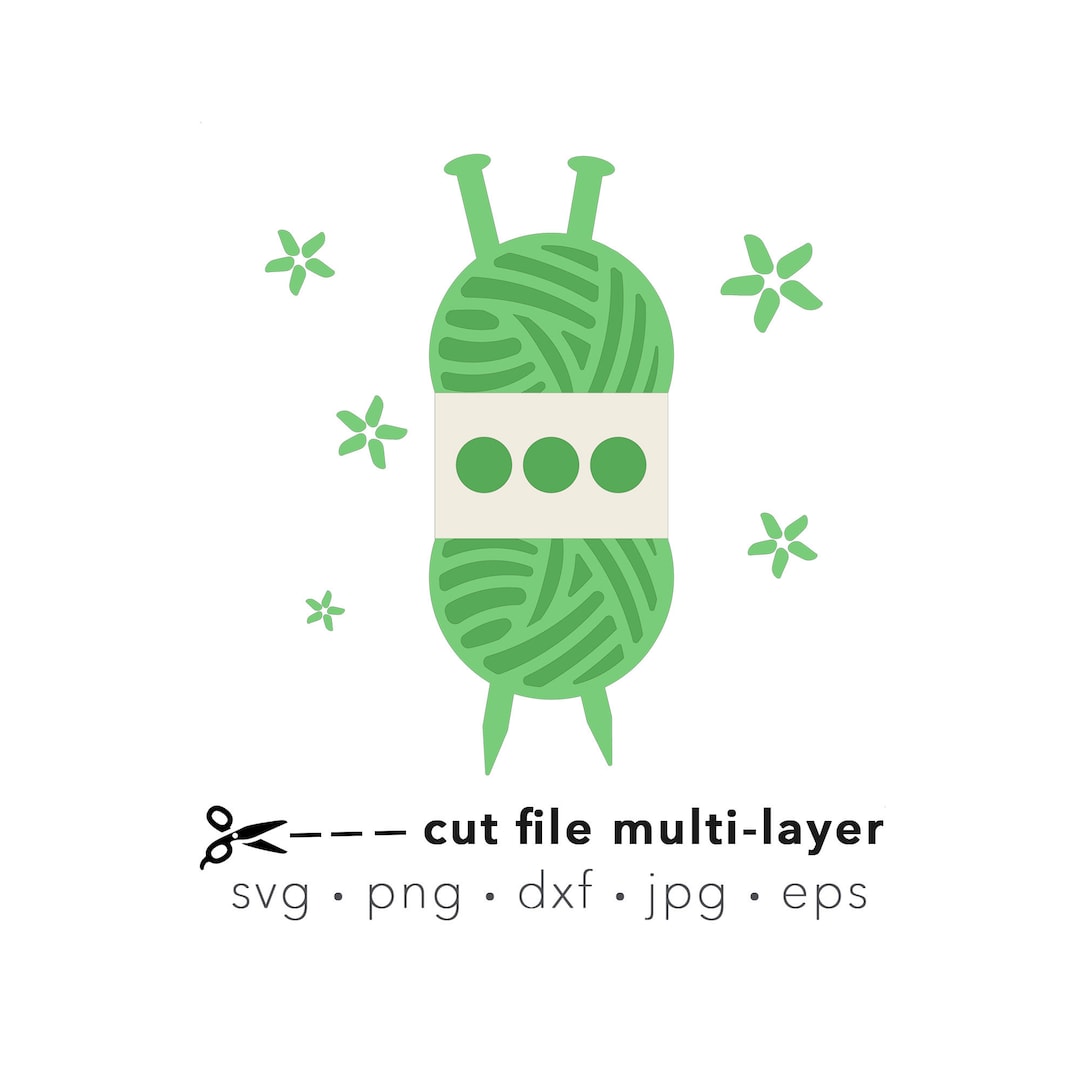 Knitting Svg, Hooks, Svg Yarn Ball, Silhouette Cut File, Layered Cricut