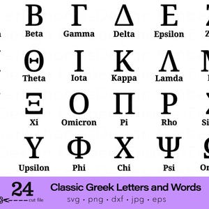 Letras griegas SVG, paquete de letras de fraternidad svg, hermandad, silueta, archivos de corte Cricut, corte láser, alfabeto png, letras griegas clásicas