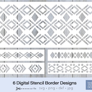 Stencil svg, Diamond border pattern, Wall, Floor, Cookie Stencil Digital Templates, Silhouette file Cricut design, Laser cut file