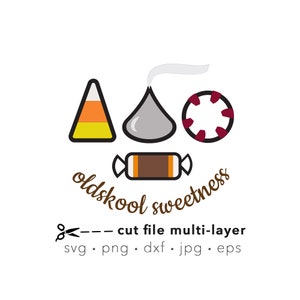 Candy svg, Oldskool Sweetness SVG multi-layered digital cut file for Silhouette or Cricut, laser cut file dxf, sublimation png, jpg, eps