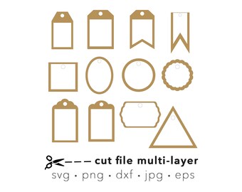 Gift tag SVG, Gift tag bundle cut file, multi-layered digital download for Silhouette or Cricut design, laser cut, Christmas gift tags