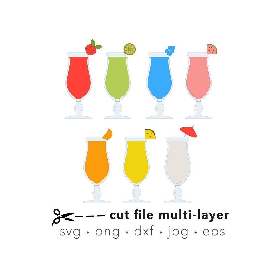 Daiquiri Svg Bundle Daiquiri Glasses Svg Layered Digital Cut Etsy