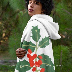 Hulst svg, december geboorte bloem svg, gelaagde hulst svg, kersthulst svg, silhouet gesneden bestand, Cricut gesneden bestand, winter clipart png