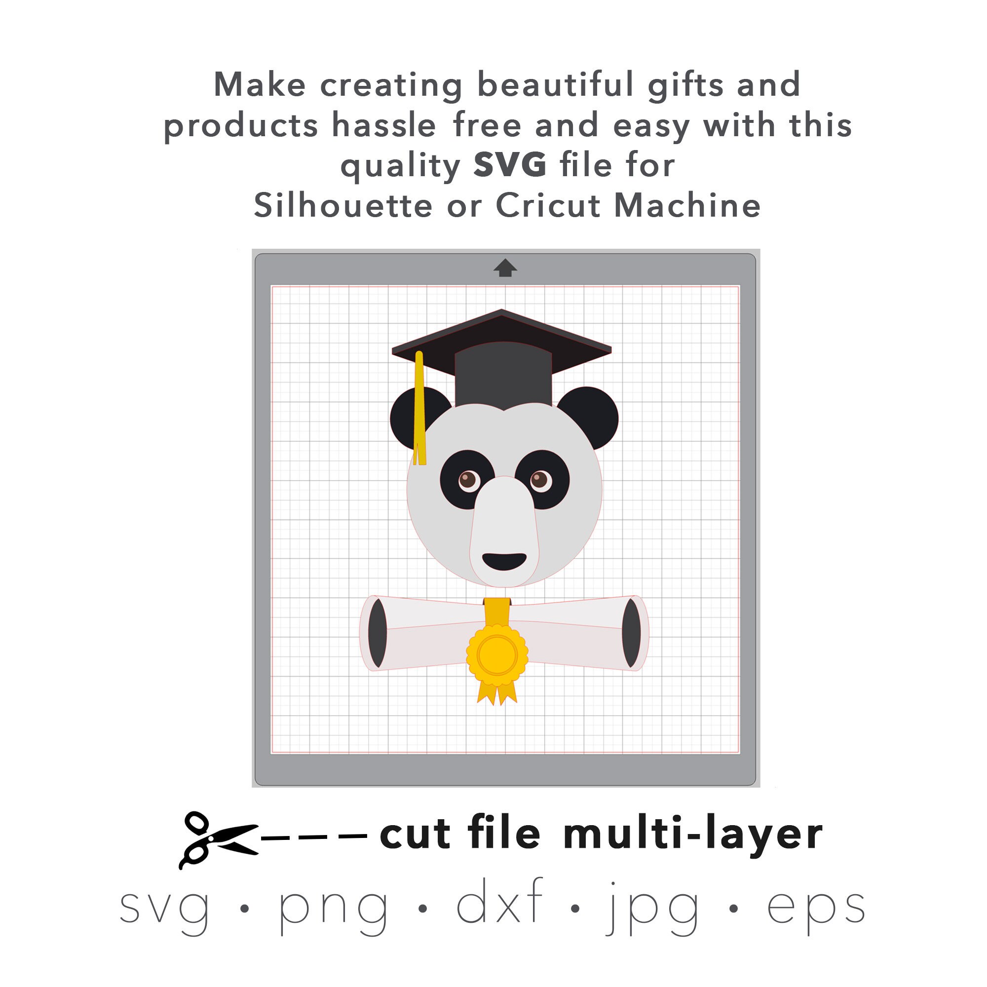 Graduation Svg Panda, Panda, Graduation Svg 2024, Graduation Cap Svg ...