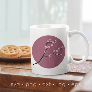 Cerezo en flor svg, Sakura, flor en capas svg, flor, archivo cortado Silueta, sublimación, archivo cortado con láser, primavera, floral svg, árbol
