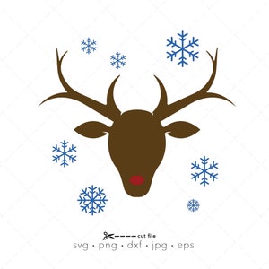 Reindeer svg, Christmas reindeer svg, reindeer face svg, laser cut file, Silhouette svg, Cricut design, sublimation, Merry Christmas svg