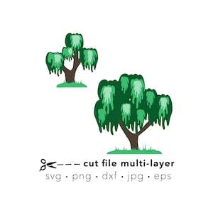 Weeping Willow Tree SVG bundle multi-layered digital cut file for Silhouette or Cricut, laser cut file, sublimation, Tree clipart, woodlands