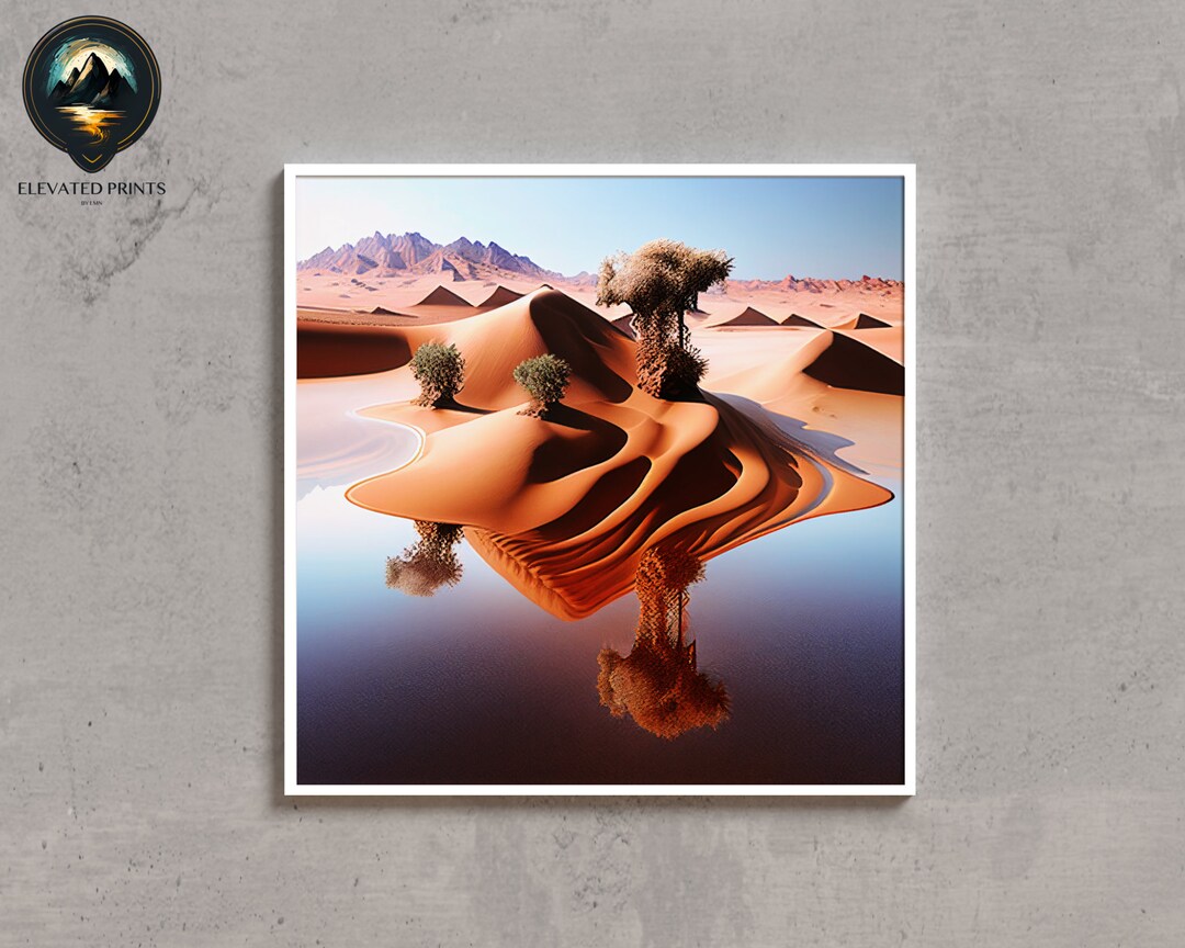 Desert Oasis, Digital Art Landscape Painting, Wall Decor, Digital