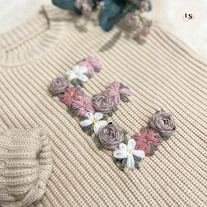 FLORAL LETTER BABY Sweater | Personalized Baby Name/Initial Jumper | Hand Embroidered Knit Jumper | Newborn Toddler Kids Gift| New Baby Gift