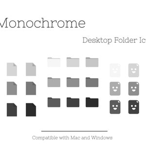 Peut inclure: Un ensemble de 36 icônes de dossiers monochromes dans différentes nuances de gris. Les icônes sont disposées en trois rangées de 12. Les icônes sont compatibles avec Mac et Windows.