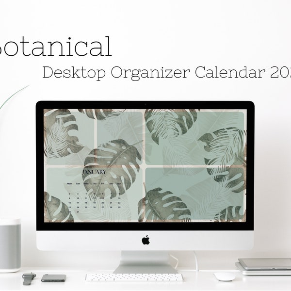 Botanical 2023 Calendar Desktop Wallpaper Organizer Calendar, Digital Download, Organization Computer Wallpaper, Mac Wallpaper, PC