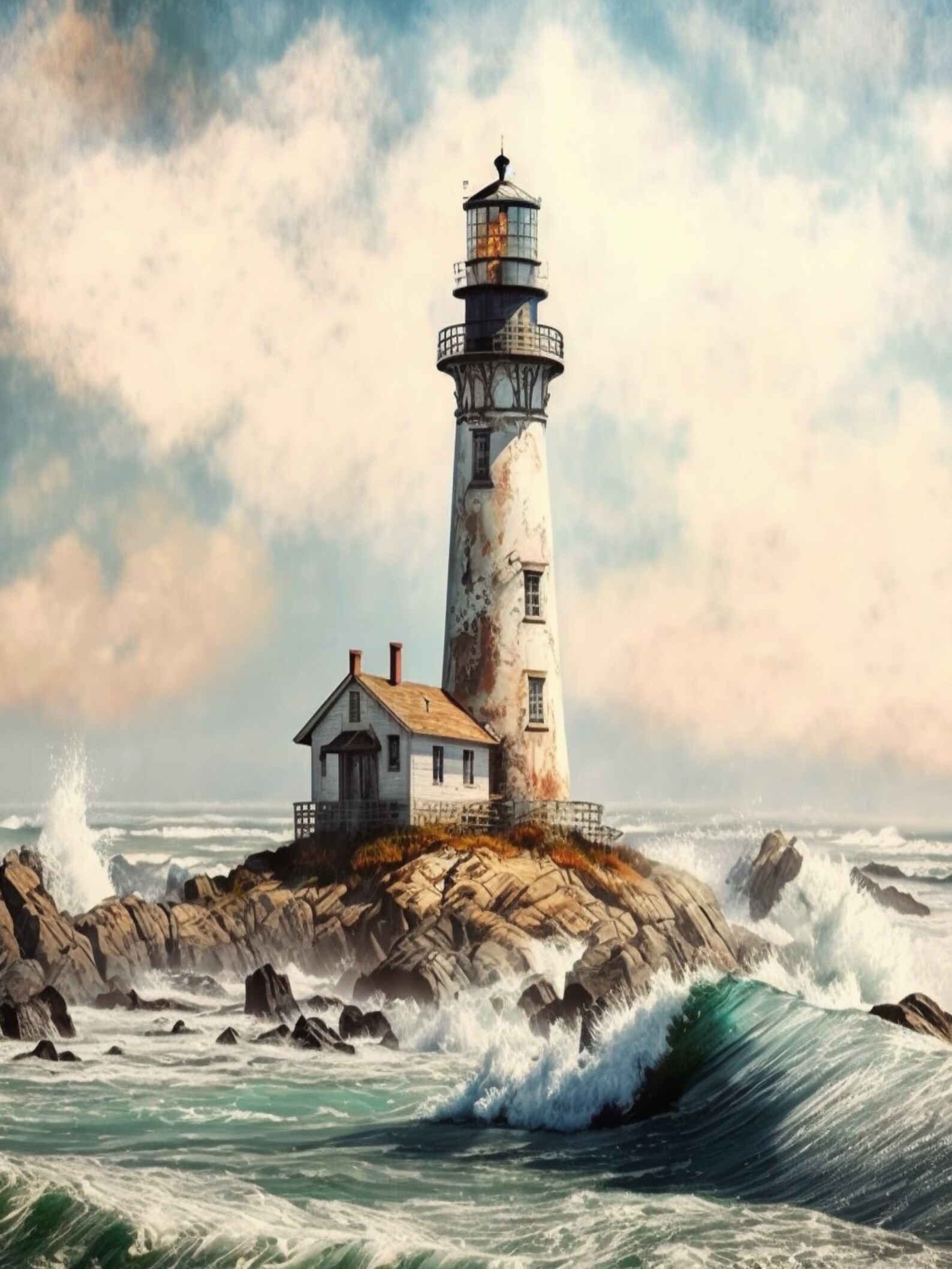 Rustic Sunny Ocean Lighthouse Wall Art | PRINTABLE Digital - Etsy