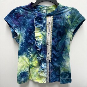 Watercolor Ice Dye Tie Dye Upcycled Anthropologie Top Small/4 image 3