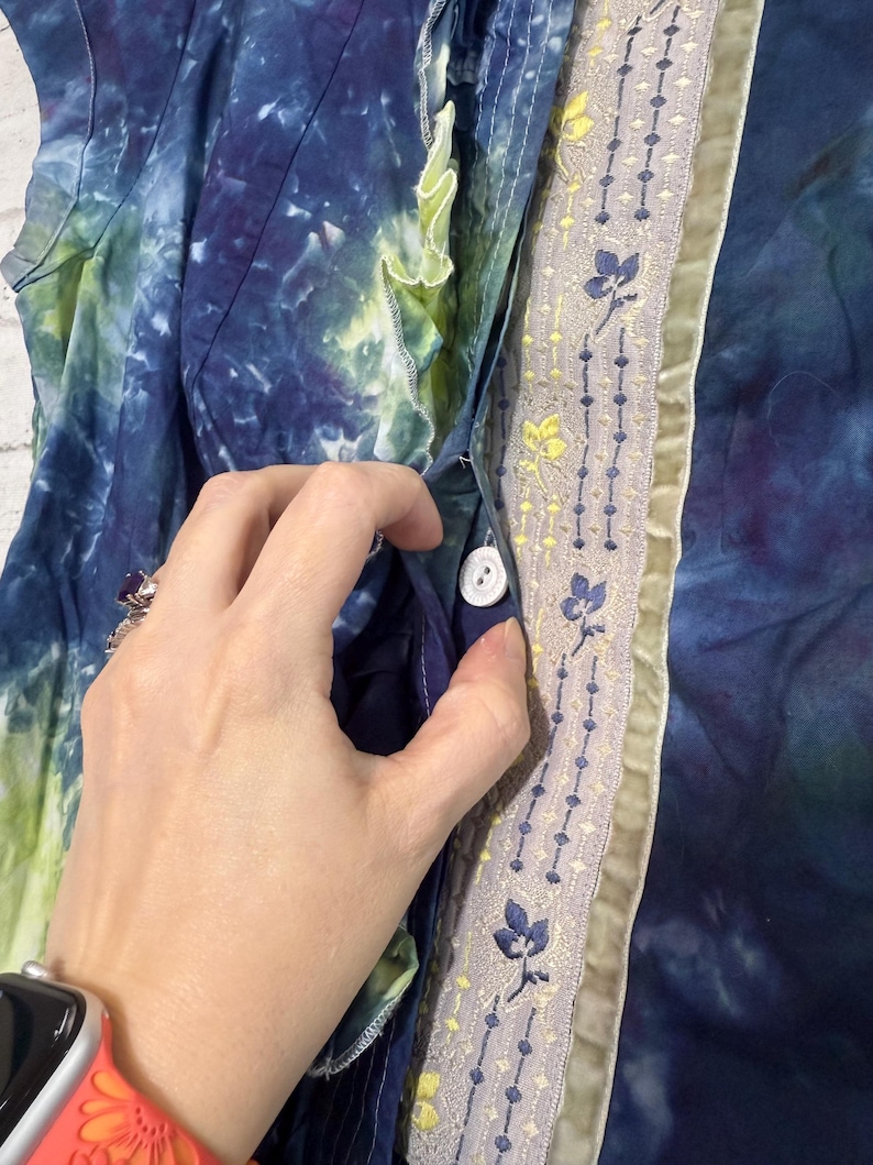 Watercolor Ice Dye Tie Dye Upcycled Anthropologie Top Small/4 image 9