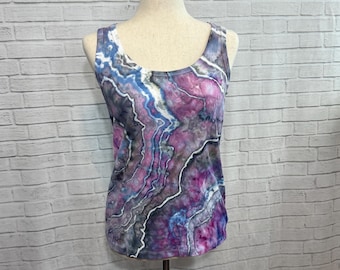 Geode Ice Dye Tie Dye Sleeveless Top, Gray, Pink and Purple