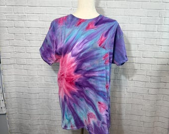 Ice Dye Tie Dye Sunburst T-shirt, Bisexual Pride, Unisex Large
