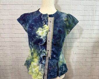 Watercolor Ice Dye Tie Dye Upcycled Anthropologie Top Small/4