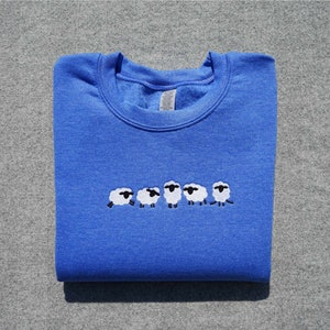 Embroidered Sheep Crewneck Sweatshirt, Cute Sheep Sweater, Counting Sheep Sweatshirt, Animal Lover Sweater Gift, Butterball Sheep Sweatshirt