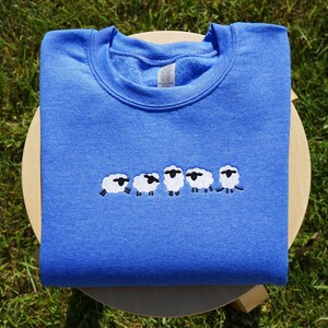 Embroidered Sheep Crewneck Sweatshirt, Cute Sheep Sweater, Counting Sheep Sweatshirt, Animal Lover Sweater Gift, Butterball Sheep Sweatshirt