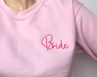 Embroidered Bride Crewneck Sweatshirt, Custom Bridal Gift, Engagement Gift, Personalized Embroidered Wife Sweatshirt, Bridesmaid Proposal