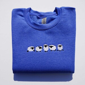 Embroidered Sheep Crewneck Sweatshirt, Cute Sheep Sweater, Counting Sheep Sweatshirt, Animal Lover Sweater Gift, Butterball Sheep Sweatshirt
