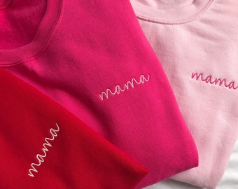 Mama Embroidered Sweatshirt, Embroidered Mother's Day Gift Crewneck Sweatshirt, Simple Mom Mama Mother Birthday Gift, New Mother Gift
