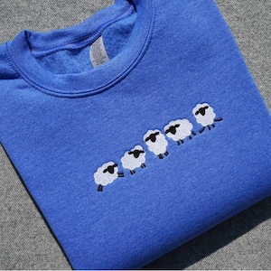 Embroidered Sheep Crewneck Sweatshirt, Cute Sheep Sweater, Counting Sheep Sweatshirt, Animal Lover Sweater Gift, Butterball Sheep Sweatshirt