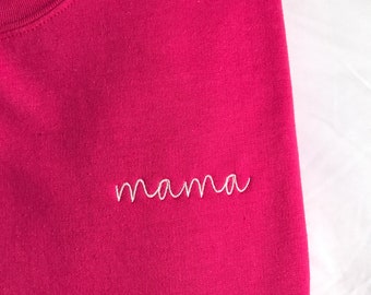 Mama Embroidered Sweatshirt, Embroidered Mother's Day Gift Crewneck Sweatshirt, Simple Mom Mama Mother Birthday Gift, New Mother Gift