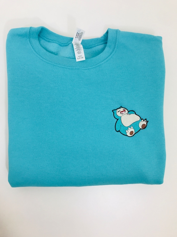 Turquoise Sleepy Monster Crewneck, Embroidered Anime Sweatshirt, Comfy One-of-a-Kind, Anime Lover Gift, Gamer Streamer Streetwear