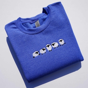 Embroidered Sheep Crewneck Sweatshirt, Cute Sheep Sweater, Counting Sheep Sweatshirt, Animal Lover Sweater Gift, Butterball Sheep Sweatshirt