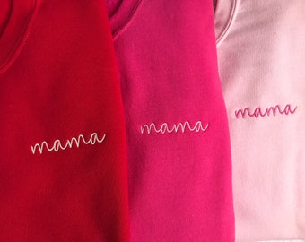 Mama Embroidered Sweatshirt, Embroidered Mother's Day Gift Crewneck Sweatshirt, Simple Mom Mama Mother Birthday Gift, New Mother Gift