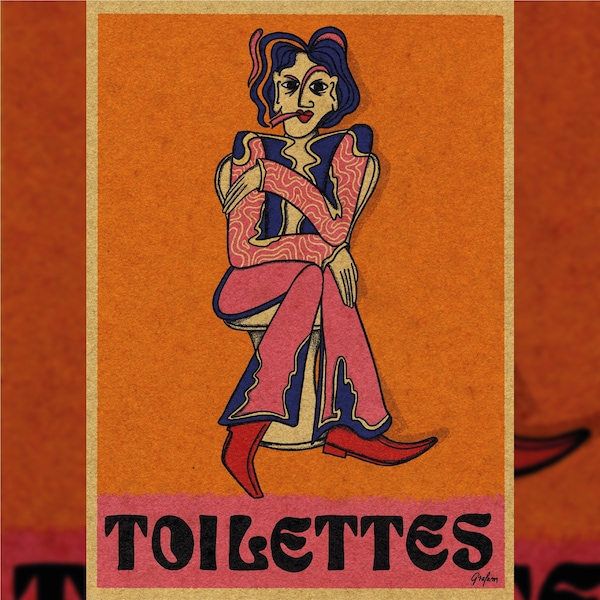 Affiche A3 Toilettes Humour Vintage