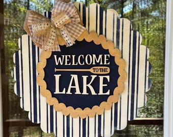 Welcome to the Lake Door Hanger | Lake House Decor | Nautical Door Sign | Summer Porch Decor | Lake Front Door Hanger