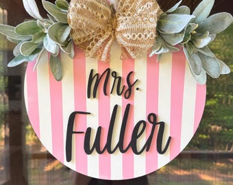 Personalized Teacher Door Sign: Back to School Classroom Decor