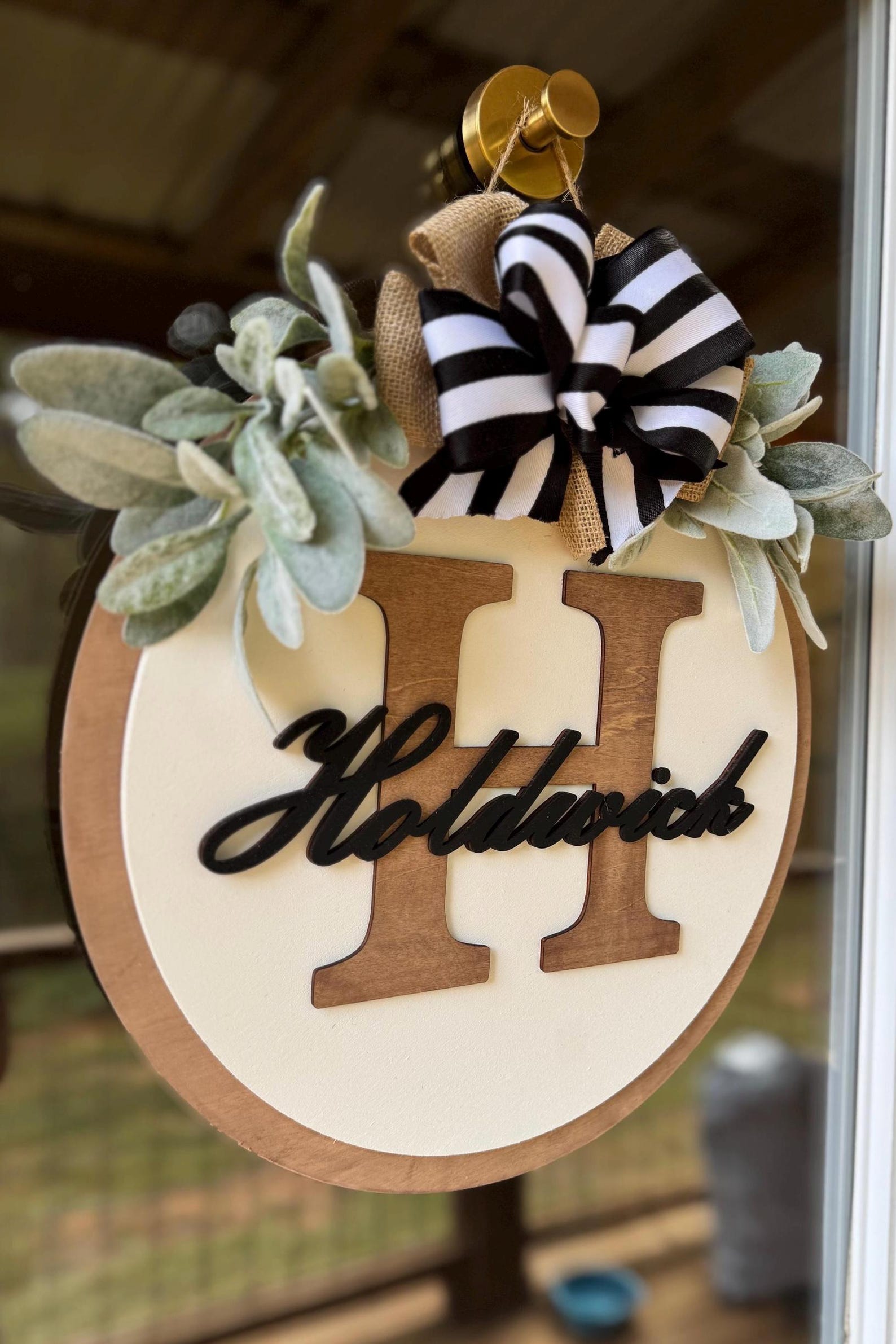 Personalized Family Name Door Hanger | Custom Monogram Sign | Farmhouse ...