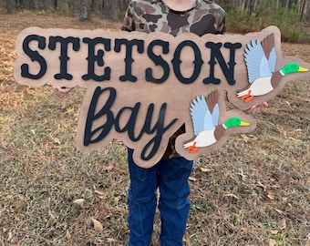 Large Name Sign| Duck Nursery Sign | Personalized Kids Bedroom Decor | Hunting Nursery Sign | Custom Wood Name Sign | Baby Name sign