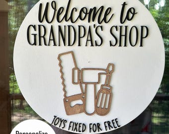 Personalized Wood Workshop Sign: Custom Garage Door Hanger