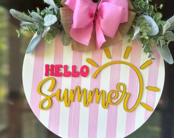 Summer Door Hanger| Front Door Sign| Hello Summer |Front Door Decor | Summer Decor| Sweet Summertime