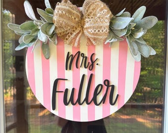 Personalized Teacher Door Sign: Back to School Classroom Decor