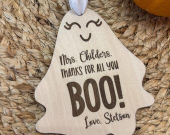 Teacher Boo Basket Gift Tag,  Fall Gift for teacher – Personalized Ghost Ornament – Halloween Appreciation Gift  from Student
