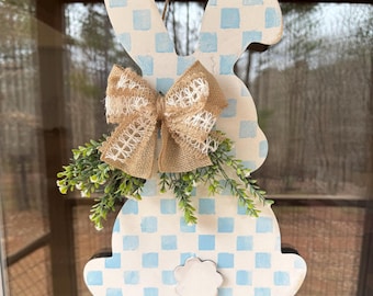 Easter Bunny Door Hanger | Bunny Door Sign | Pastel Easter Decor | Spring Bunny Porch Sign | Farmhouse Easter Door