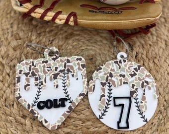 Personalized Baseball Bag Tag, Baseball Keychain, baseball name tag, Camo Drip