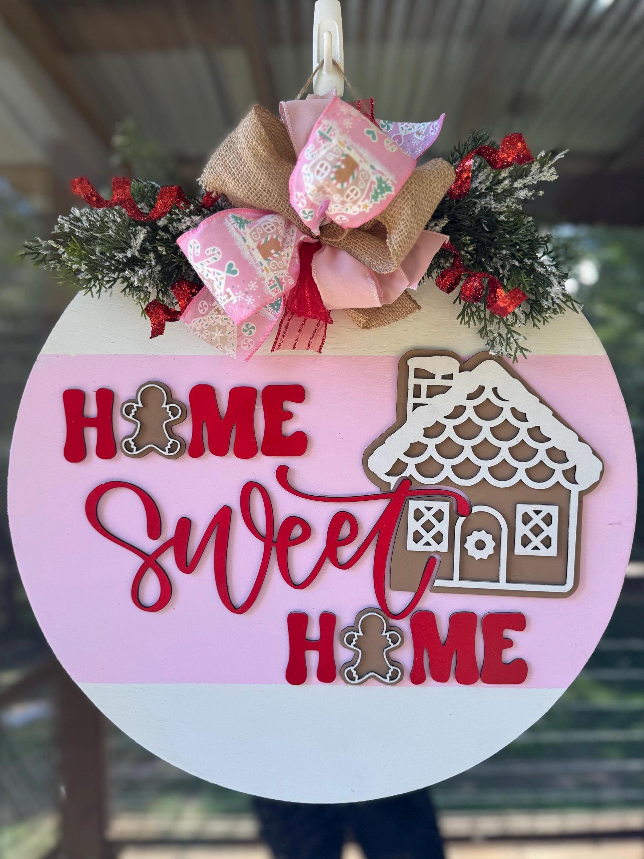 Gingerbread Christmas Door Hanger: Home Sweet Home Holiday Decor - Etsy